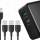 QC 3.0 Wall Charger + FREE 6-Pack Kevlar-Wrapped MicroUSB Cables, $20 with code DT7O9EJE